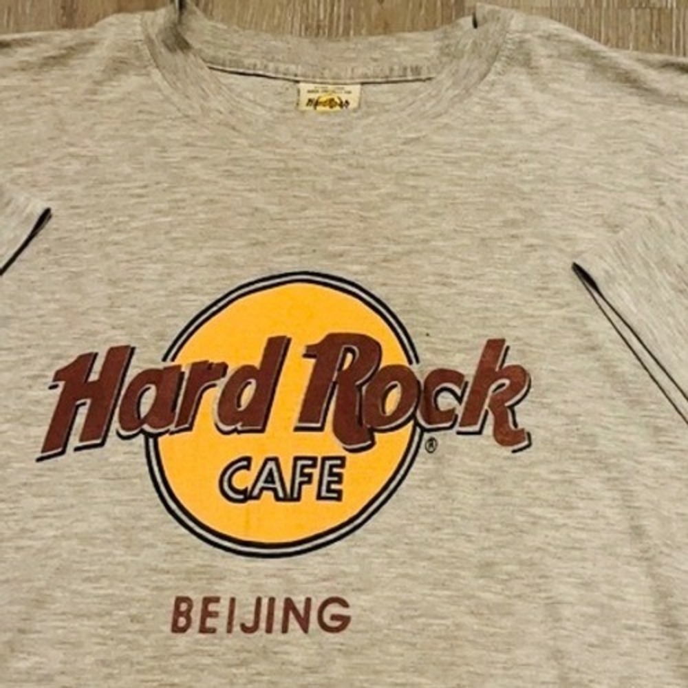 Vintage Y2k Hard Rock Cafe Bejing Graphic Logo Grey T-Shirt Size Mens 2XL